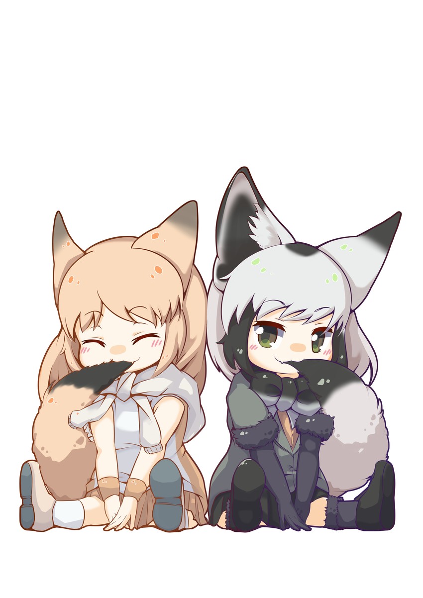 bat-eared fox and pale fox (kemono friends) drawn by gandr1229