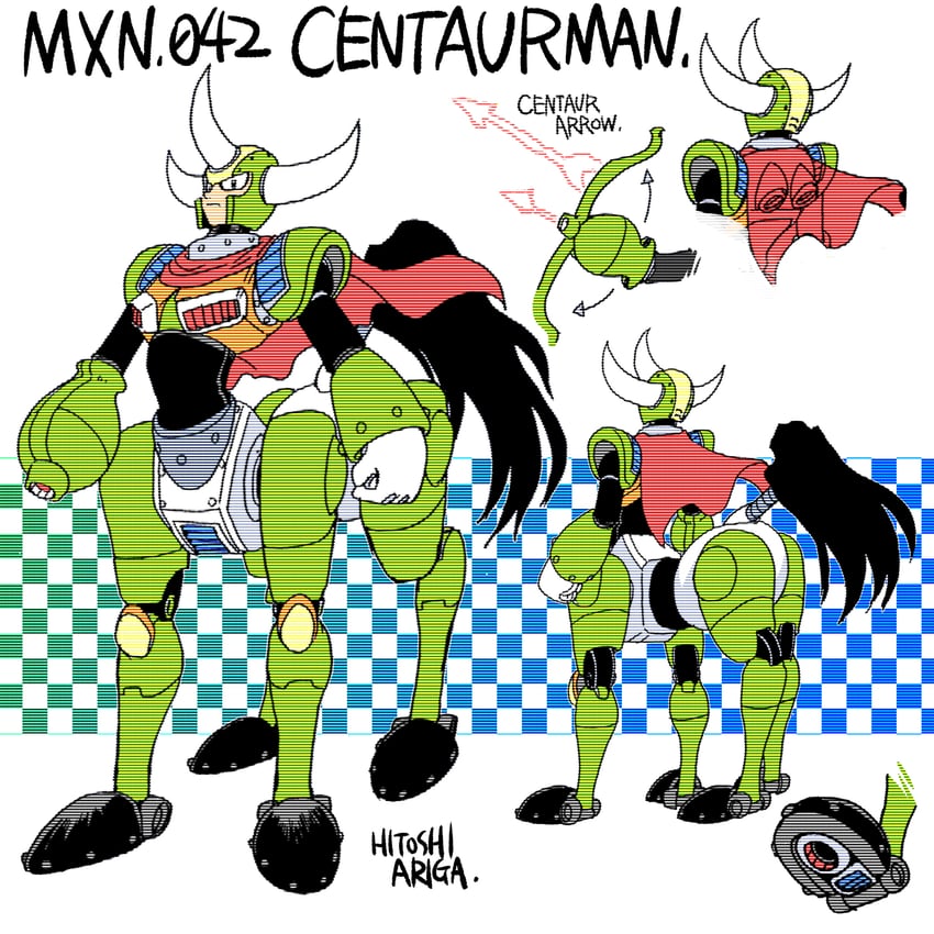 centaur man (mega man and 2 more) drawn by ariga_hitoshi