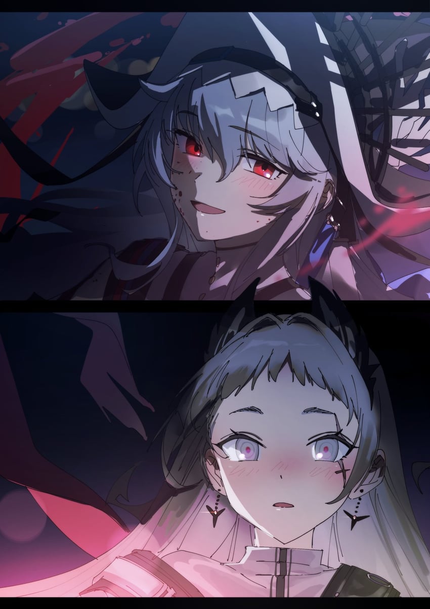 specter, irene, and specter the unchained (arknights) drawn by yomosaka
