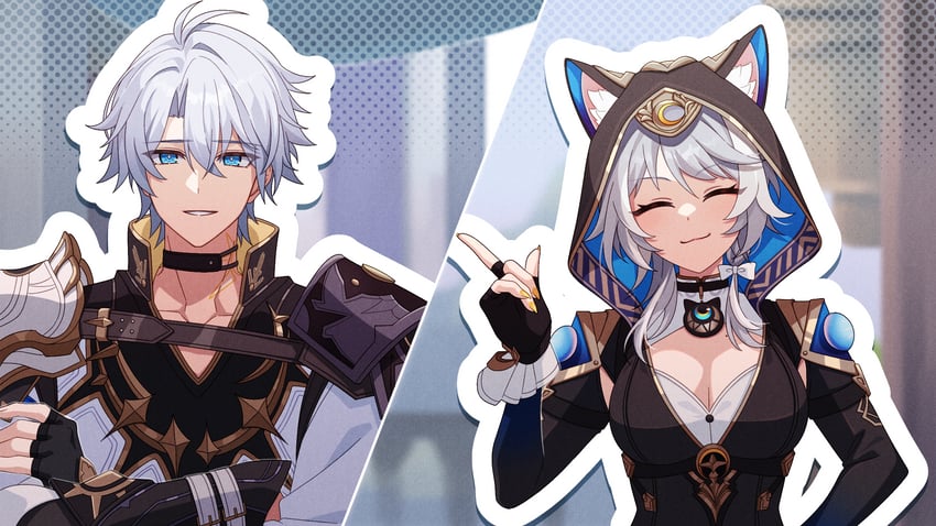phainon and cipher (honkai and 1 more) drawn by pochimaru_(marumaru_wanwan)