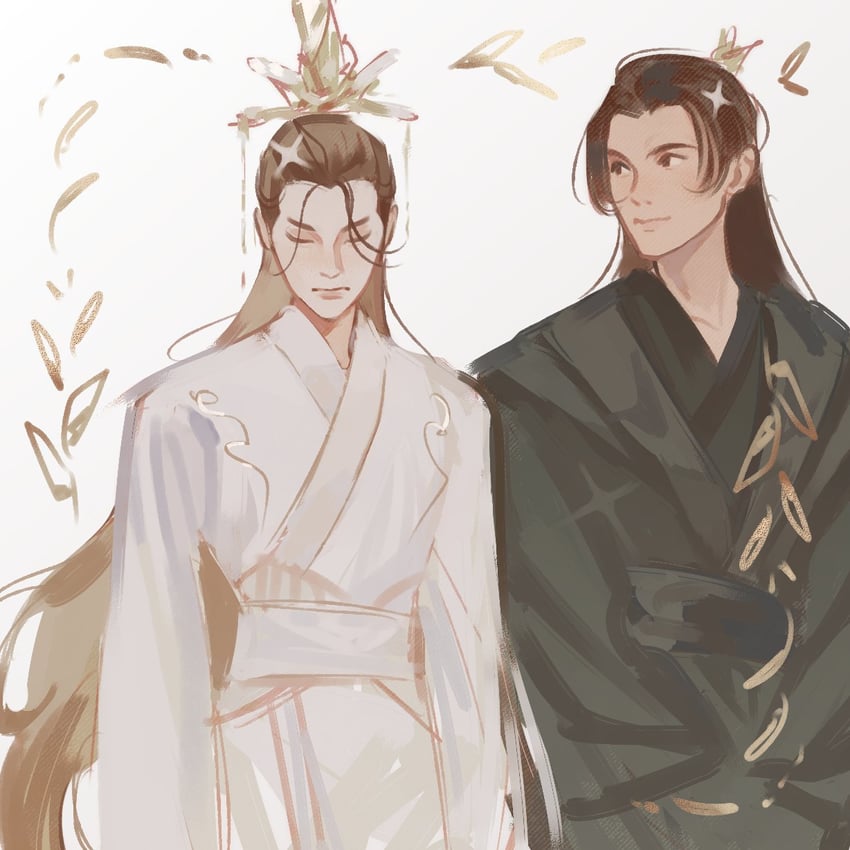 chu wanning and mo ran (erha he tadebai mao shizun) drawn by masyanajoy
