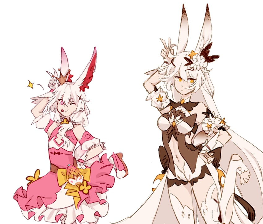 kiana kaslana and theresa apocalypse (honkai and 1 more) drawn by cloud_ya