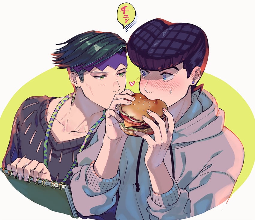 higashikata josuke and kishibe rohan (jojo no kimyou na bouken and 1 more) drawn by eringichips