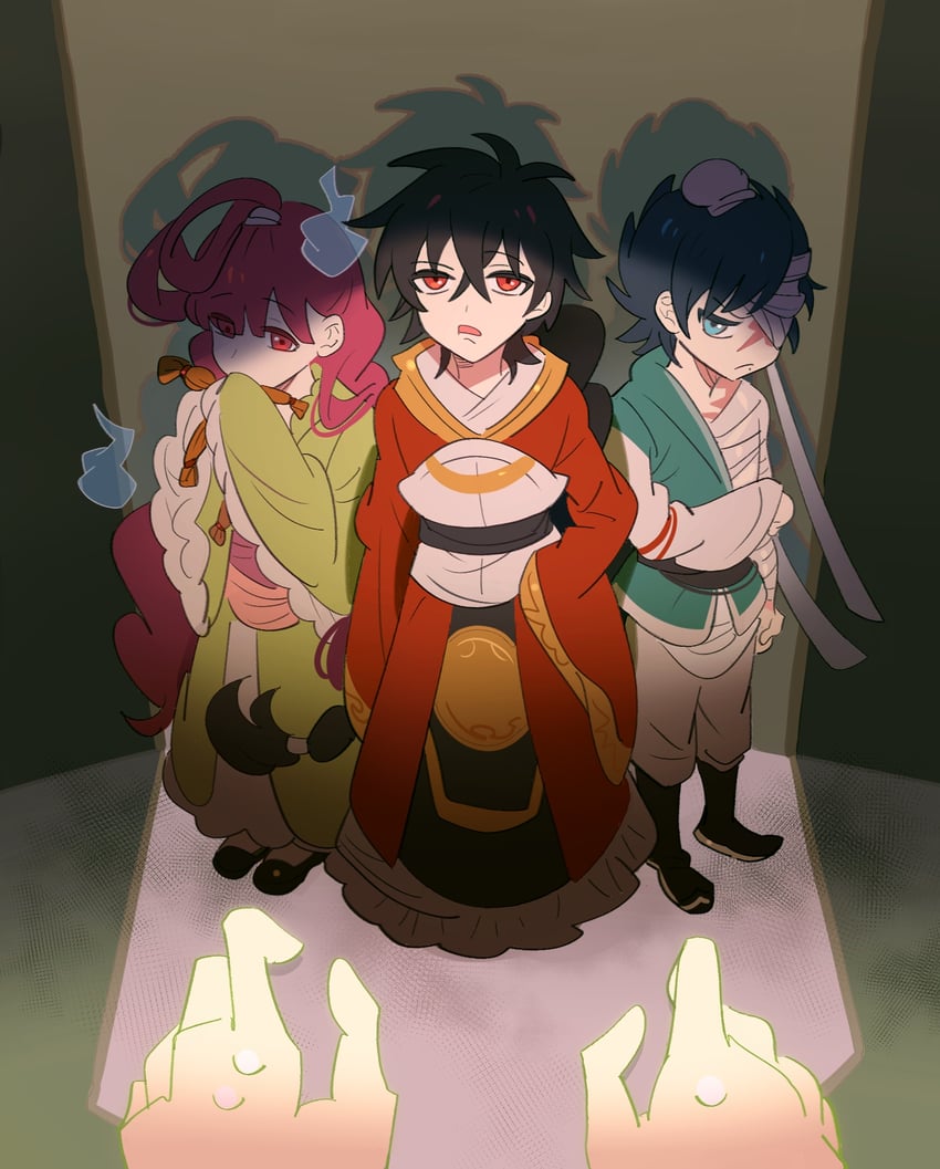 judal, ren kougyoku, and ren hakuryuu (magi the labyrinth of magic) drawn by fieeeeee