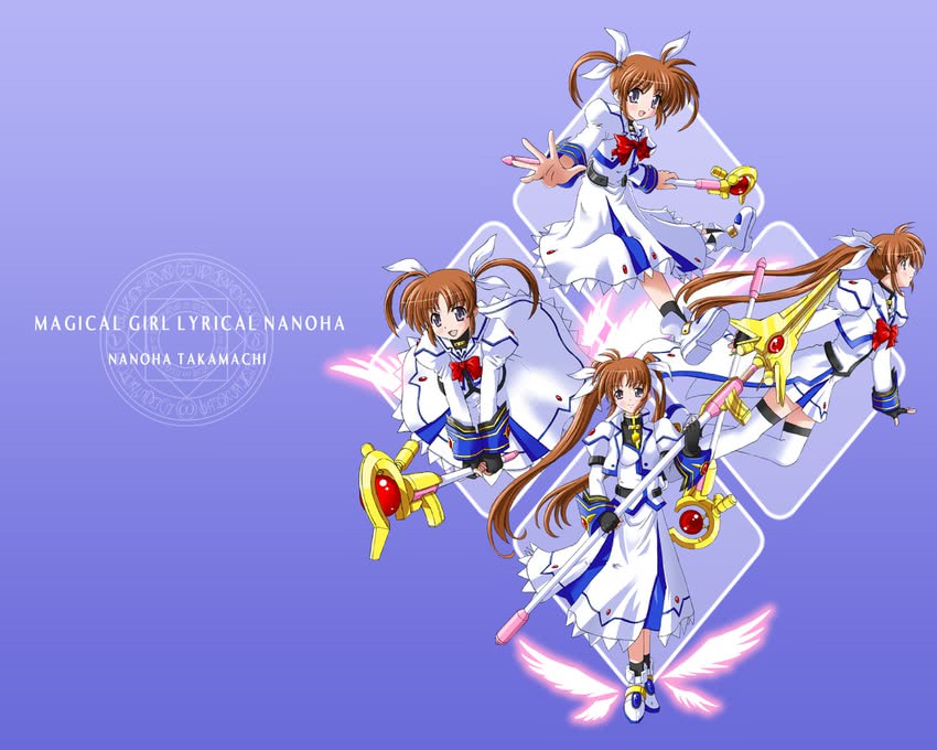 takamachi nanoha and raising heart (lyrical nanoha and 3 more) drawn by yone