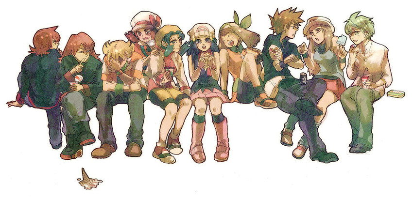 dawn, blue oak, leaf, lyra, silver, and 3 more (pokemon and 6 more) drawn by todot