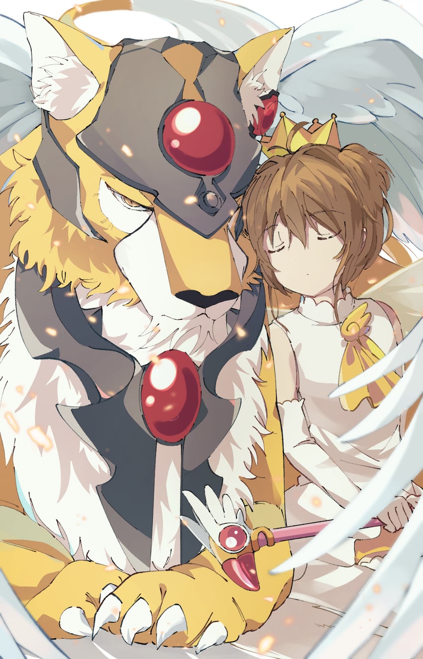 kinomoto sakura, kero, and kerberos (cardcaptor sakura) drawn by hhm6965