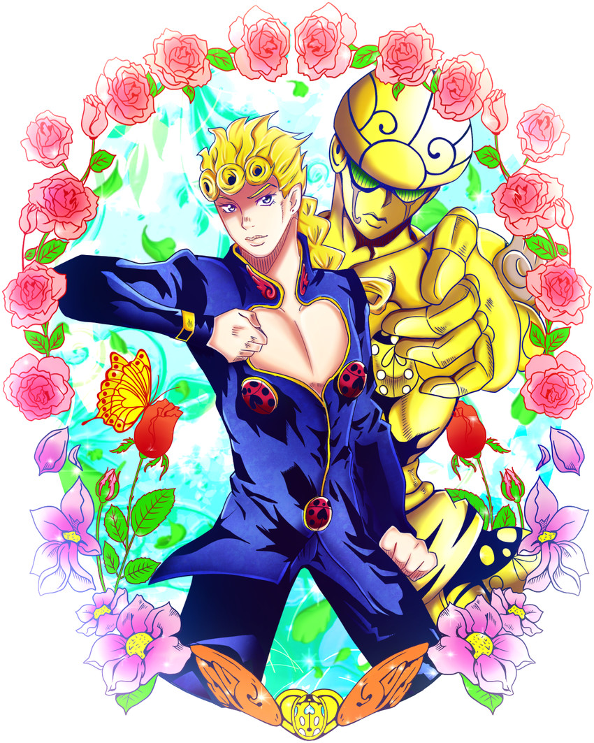 giorno giovanna and gold experience (jojo no kimyou na bouken and 1 more) drawn by chouhana