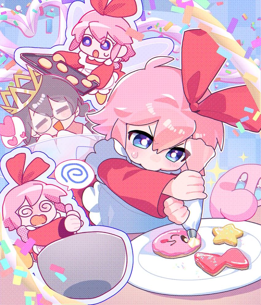 kirby, ribbon, and ripple star queen (kirby and 1 more) drawn by 0tamt0
