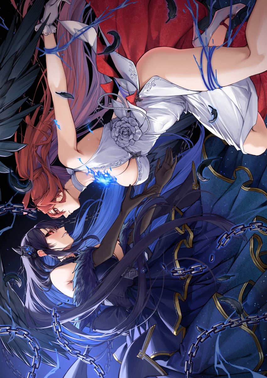 nerissa ravencroft and elizabeth rose bloodflame (hololive and 1 more) drawn by curry_bowl