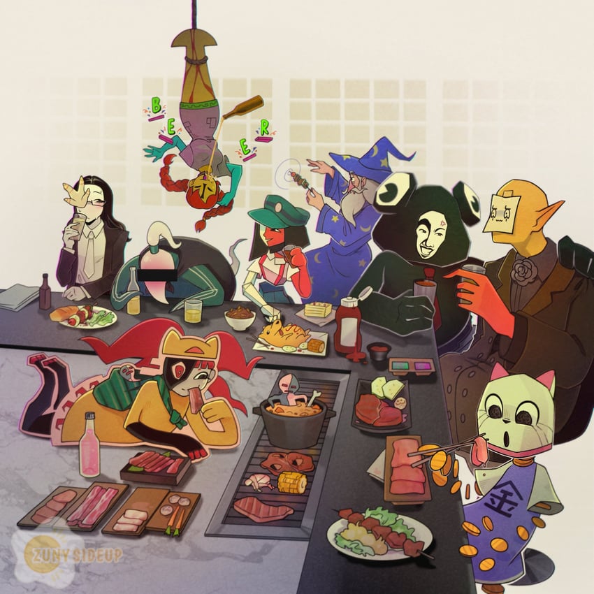 ena, coral glasses, salesperson ena, taski maiden, hourglass dog, and 6 more (ena and 1 more) drawn by zunysideup