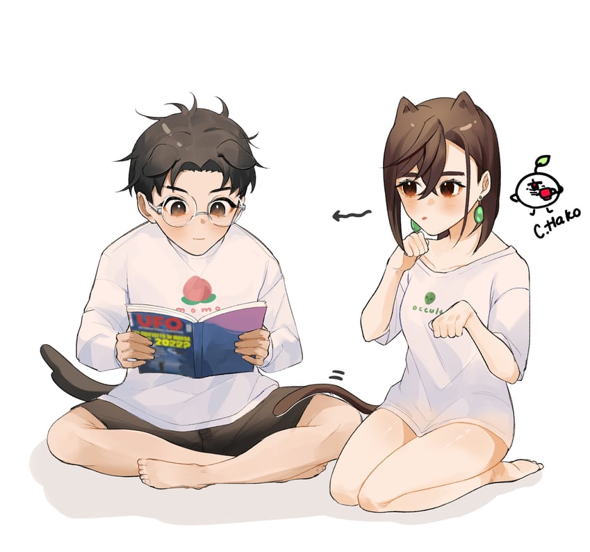 ayase momo and takakura ken (dandadan) drawn by hachi_(chisano_hako)