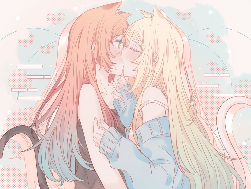 fuwa aya and sakakibara marika (onna doushi toka arienai desho to iiharu onnanoko wo hyakunichikan de tetteiteki ni otosu yuri no ohanashi) drawn by kousaka_0v0