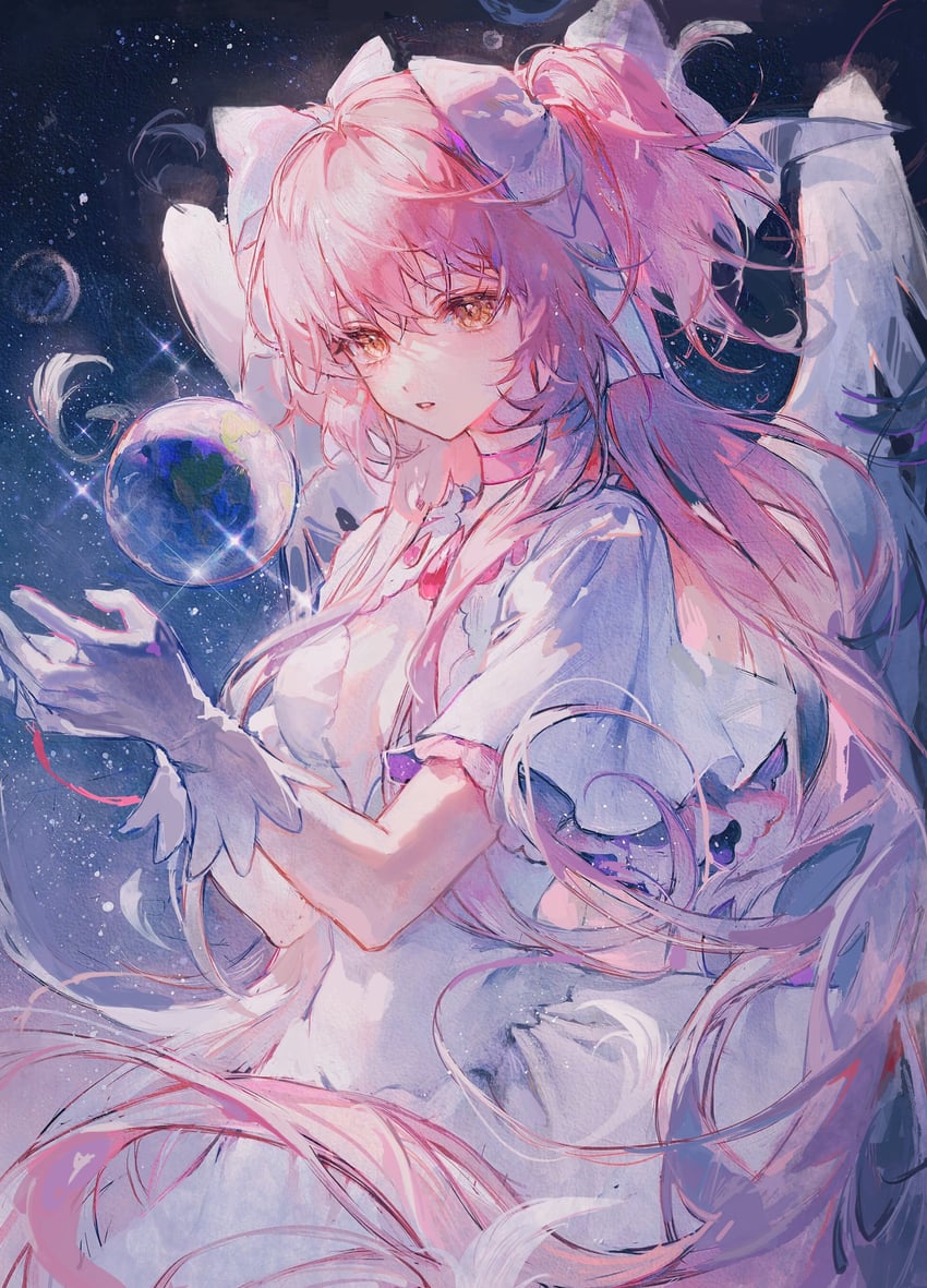 kaname madoka and ultimate madoka (mahou shoujo madoka magica) drawn by maccha_(mochancc)
