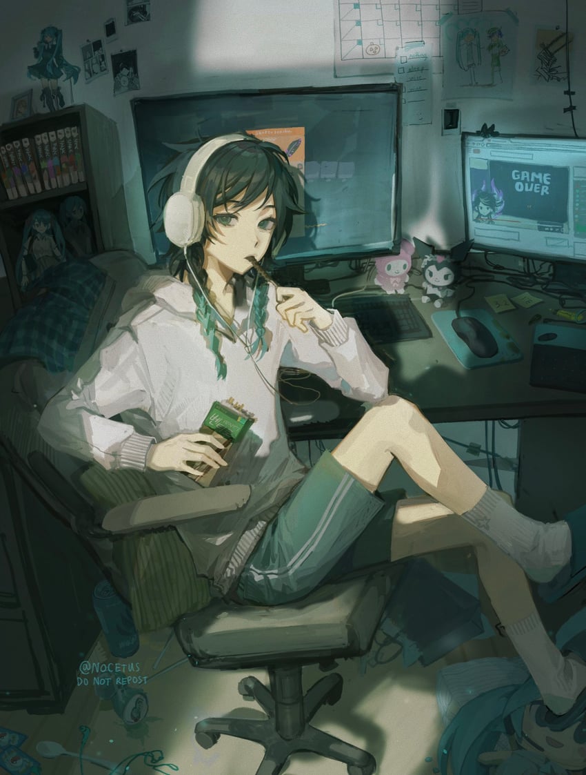 hatsune miku, venti, denji, my melody, kuromi, and 2 more (pokemon and 9 more) drawn by nocetus