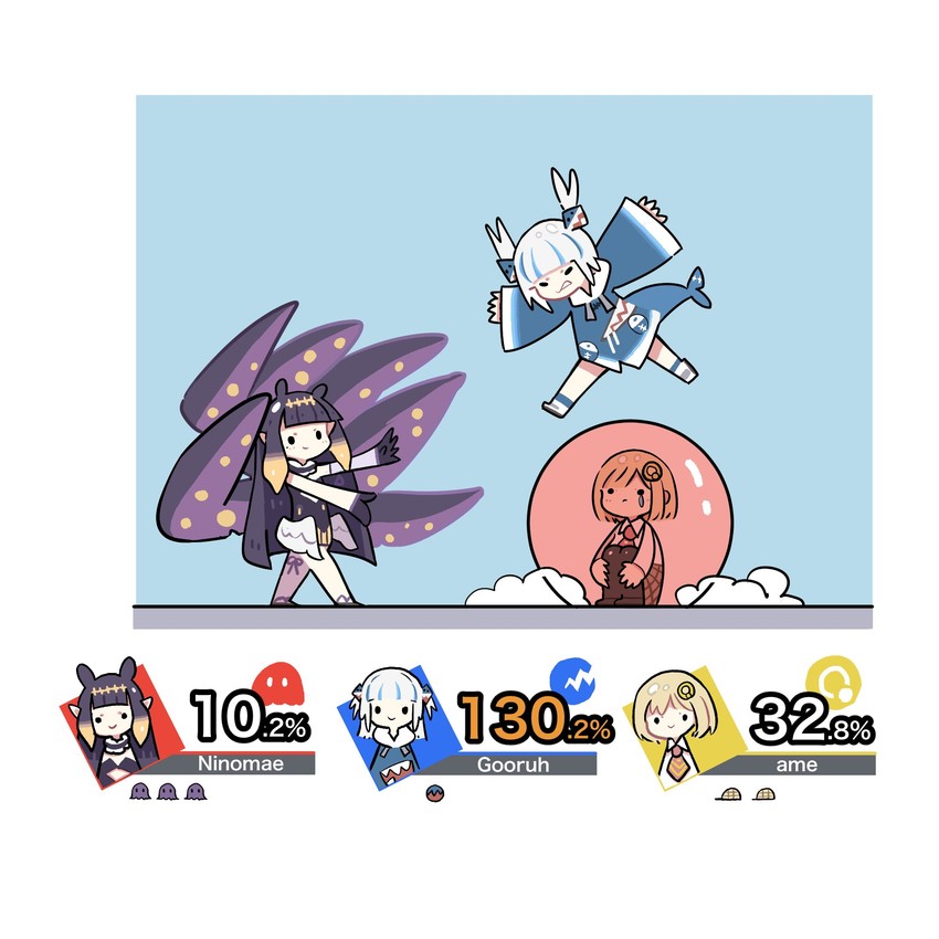 gawr gura, ninomae ina'nis, and watson amelia (hololive and 2 more) drawn by takeru_(hashiru11275)