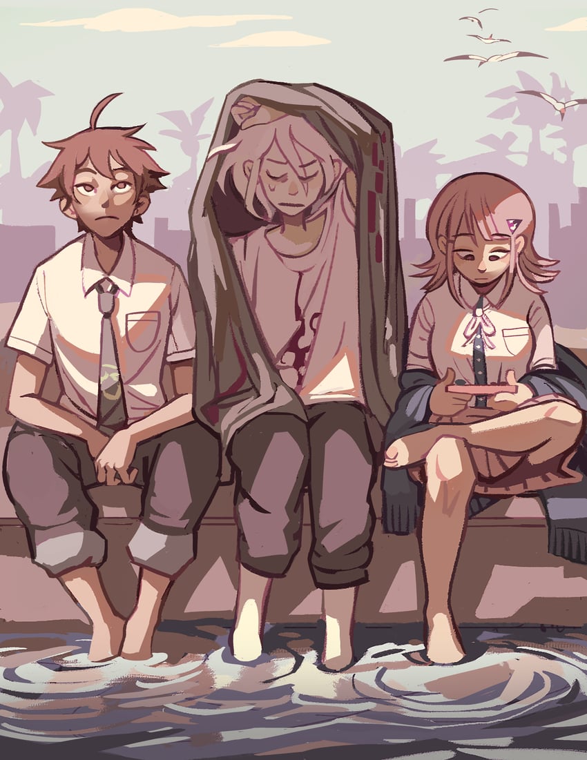 nanami chiaki, komaeda nagito, and hinata hajime (danganronpa and 2 more) drawn by mutie_(timestables)