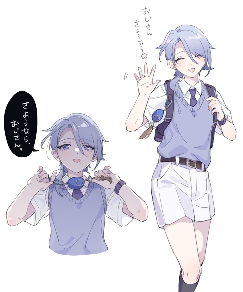 kamisato ayato (genshin impact and 1 more) drawn by yunikuso