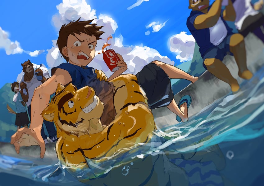 torahiko oshima, juuichi mikazuki, shun kodori, hiroyuki nishimura, and kounosuke kuri (morenatsu) drawn by saikorodekimeru