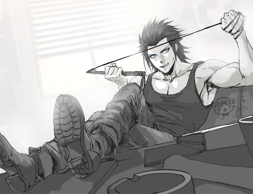 zack fair (final fantasy and 2 more) drawn by spykeee
