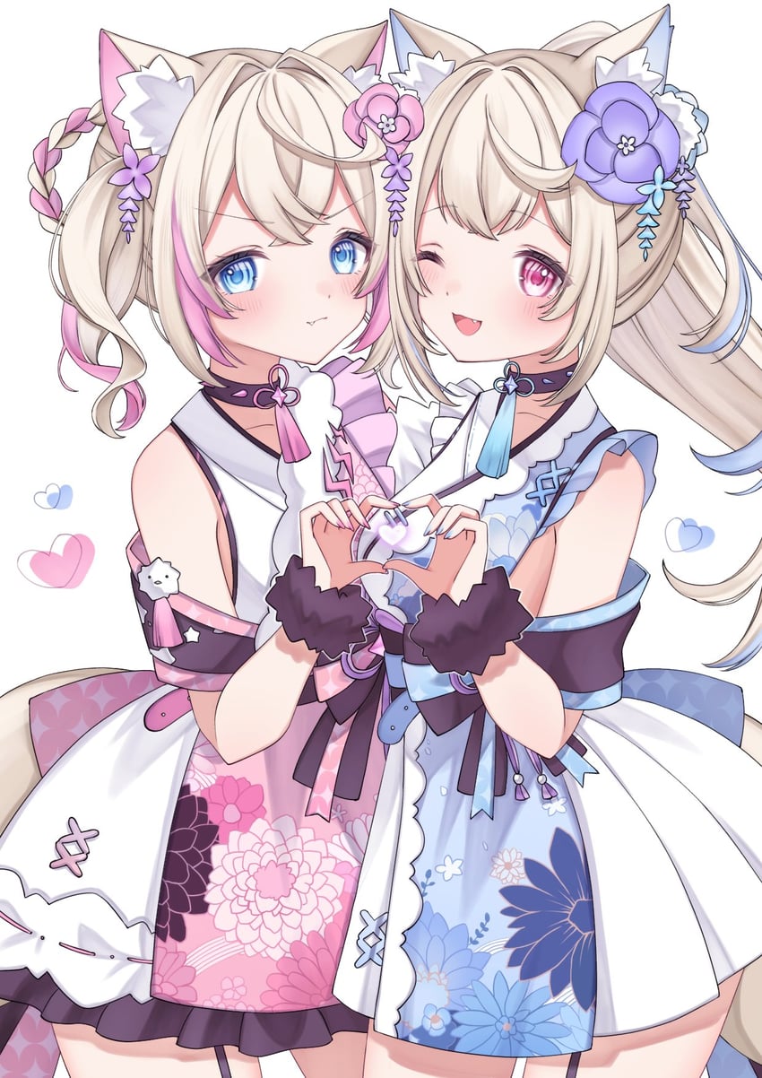 fuwawa abyssgard and mococo abyssgard (hololive and 1 more) drawn by haru_hhmn