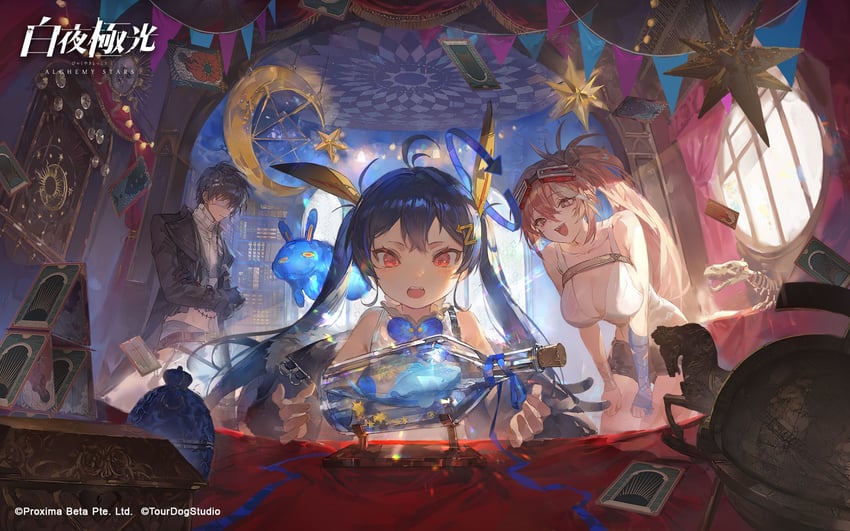 fia, rainbow, and jeno (alchemy stars) drawn by sang_qi_huabot