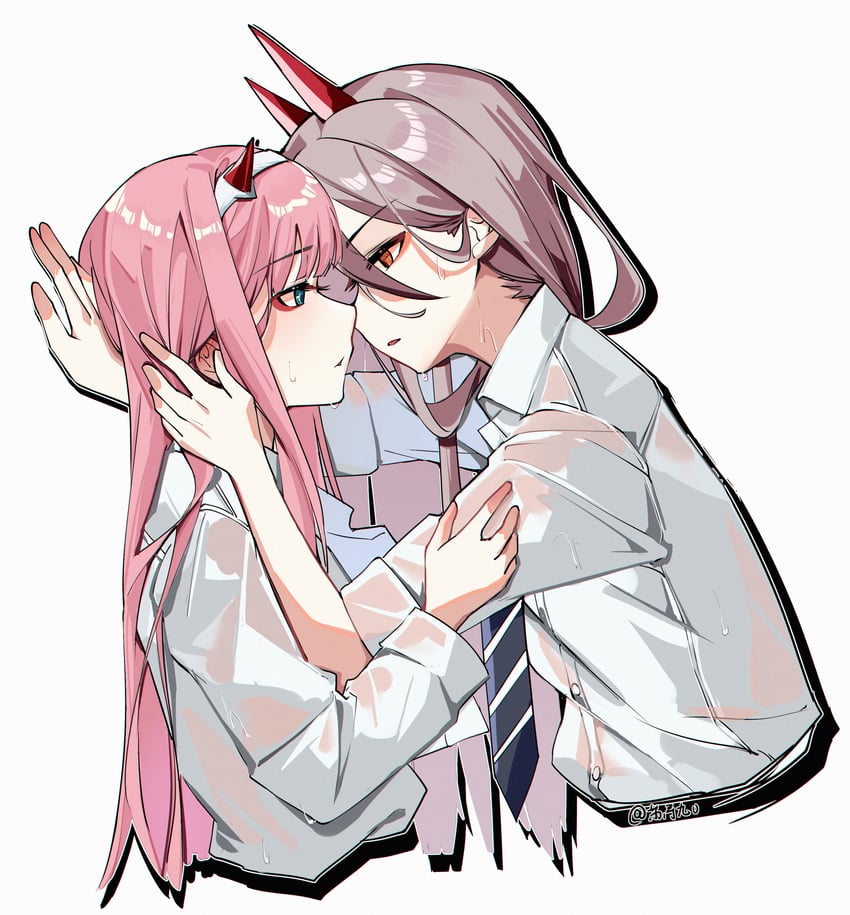 power and zero two (chainsaw man and 1 more) drawn by suyujiu_u