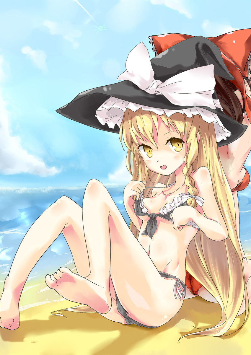hakurei reimu and kirisame marisa (touhou) drawn by nagisa_(imizogami)