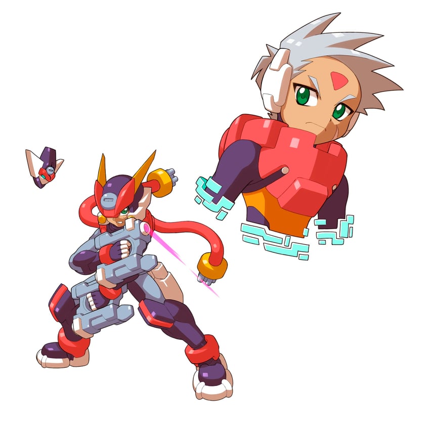 model a and grey (mega man and 2 more) drawn by hi-go!