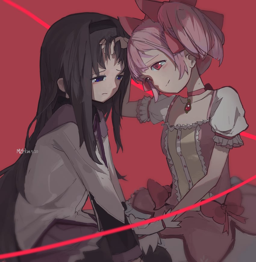 akemi homura and kaname madoka (mahou shoujo madoka magica) drawn by khxv3747