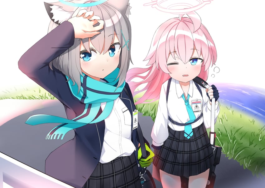 shiroko and hoshino (blue archive) drawn by naoya_(naoya_ee)