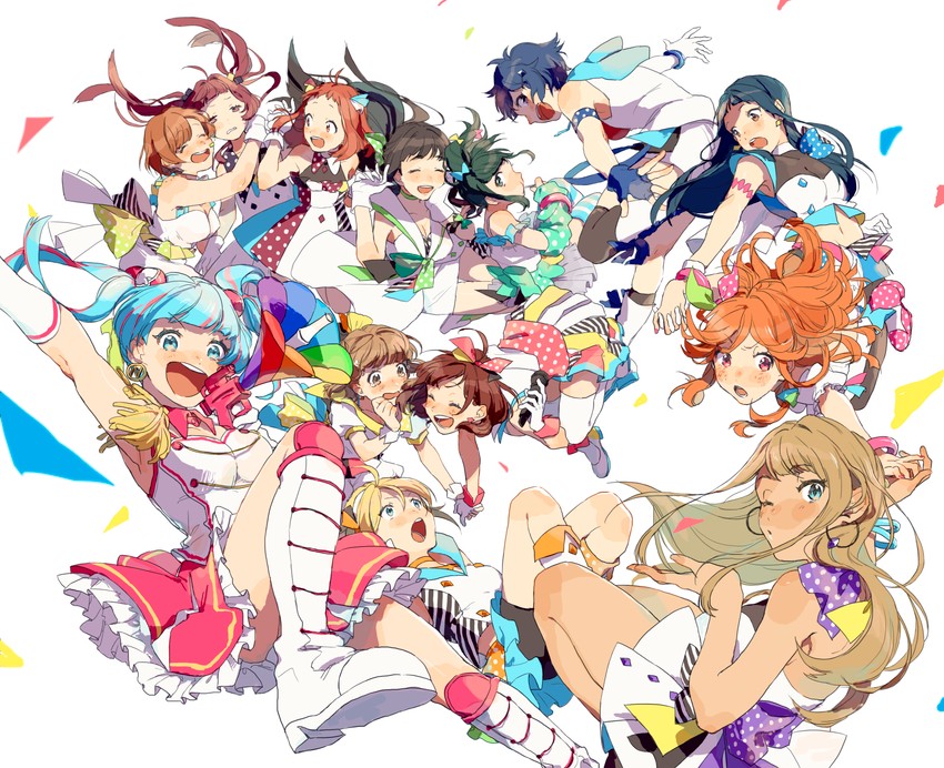 alessandra susu, usuta sumire, harumi kajika, harumi shinju, tendouji musubi, and 8 more (tokyo 7th sisters) drawn by touhu_tige