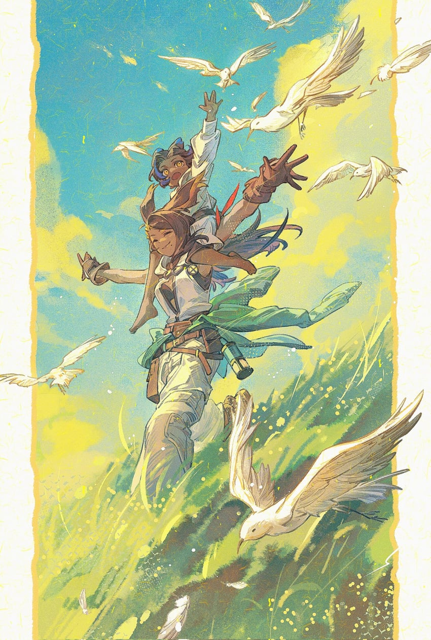 erenville and cahciua (final fantasy and 1 more) drawn by crow0cc