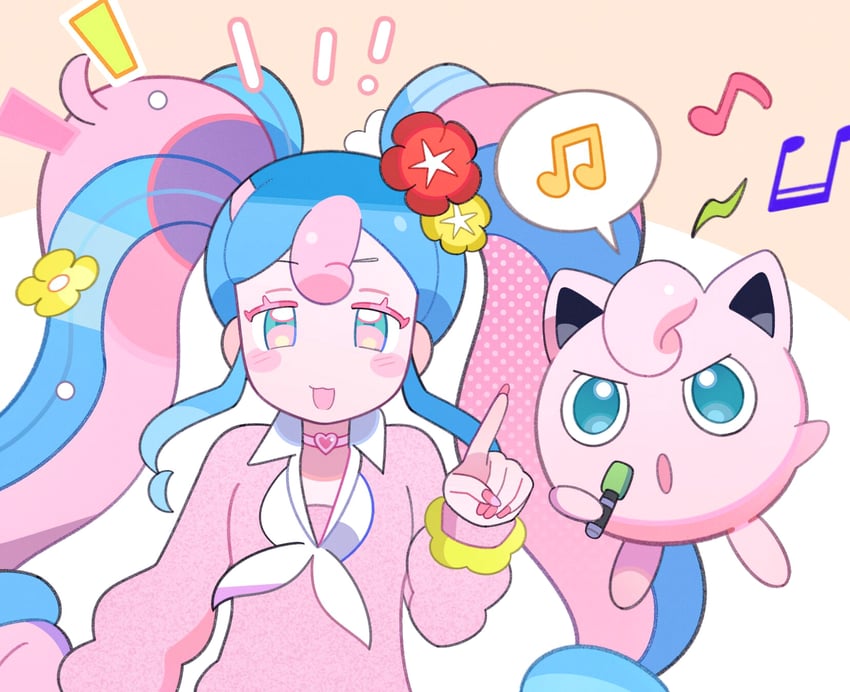 hatsune miku, jigglypuff, and fairy miku (pokemon and 2 more) drawn by klarogiraffe