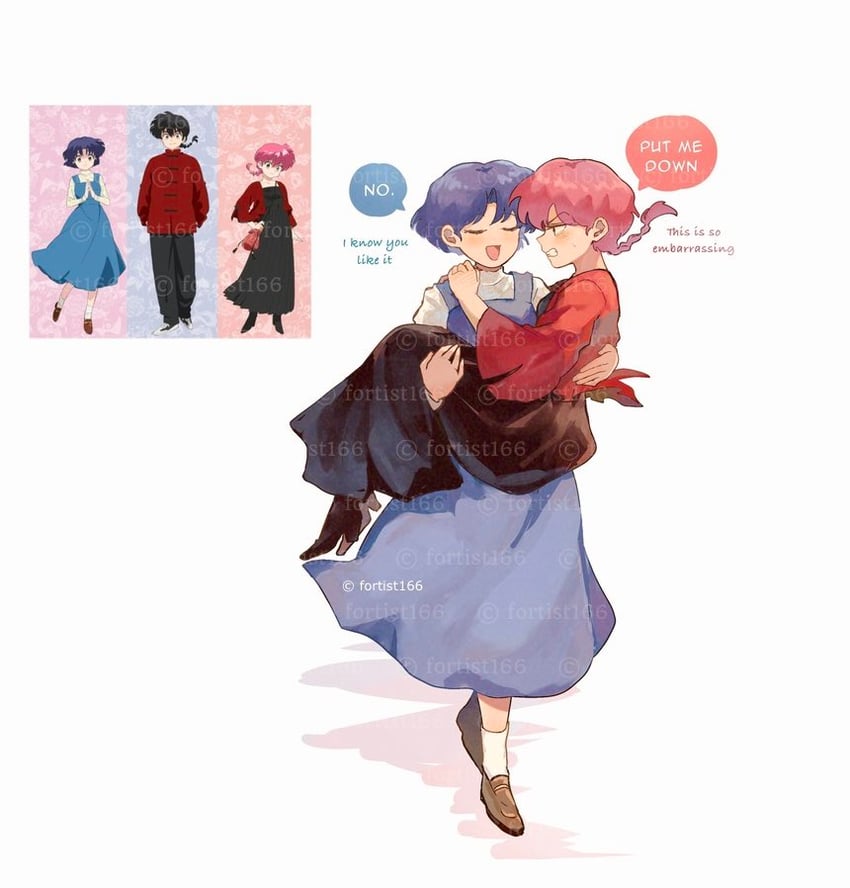 ranma-chan, tendou akane, and saotome ranma (ranma 1/2) drawn by fortist_166