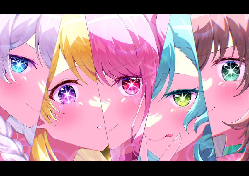 hikawa hina, maruyama aya, shirasagi chisato, wakamiya eve, and yamato maya (bang dream! and 2 more) drawn by meu203