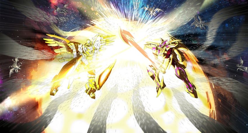 yog-sothoth, demonbane, and solar aquarion (super robot wars and 4 more) drawn by type_x