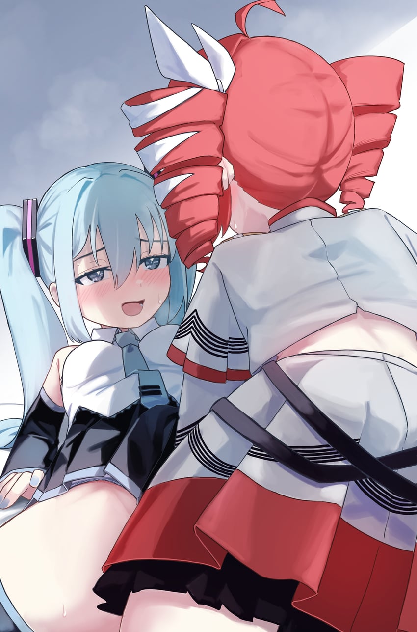 hatsune miku and kasane teto (vocaloid and 2 more) drawn by satou_(www_nemu)