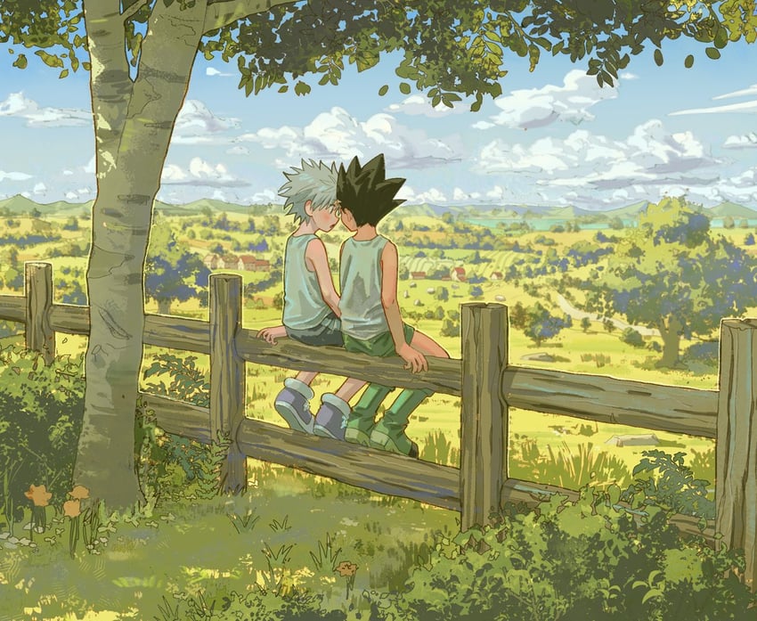 killua zoldyck and gon freecss (hunter x hunter) drawn by goodkids_1