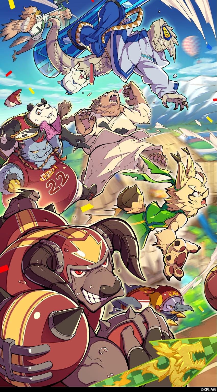 lynx@pg, lynx, juggernaut bison jr., emperor skellington, kumaomaru, and 1 more (fight league)
