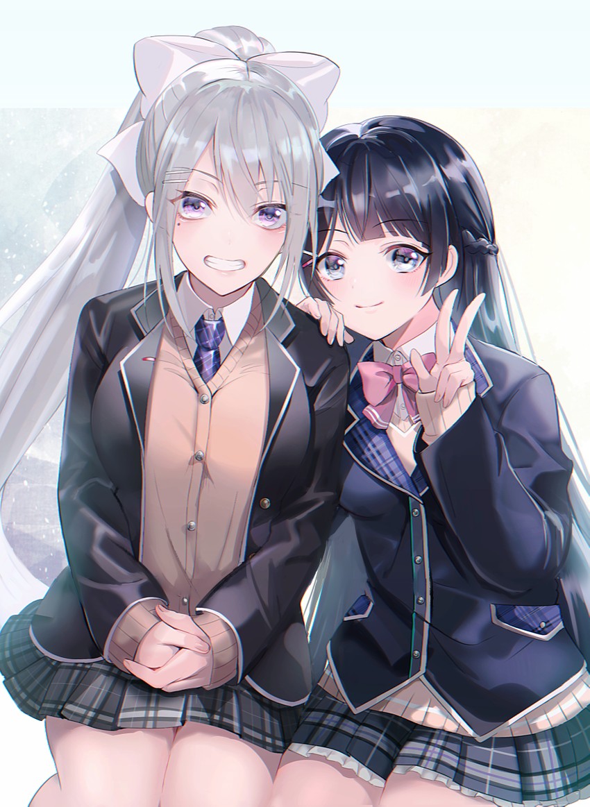 tsukino mito and higuchi kaede (nijisanji) drawn by onk_(kkkarb)
