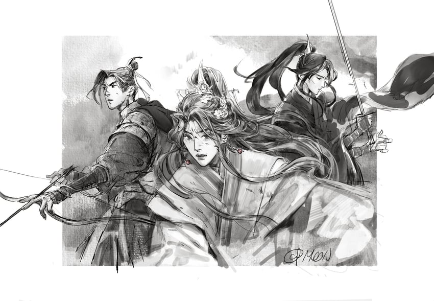 xie lian, mu qing, and feng xin (tianguan cifu) drawn by mooncakebun
