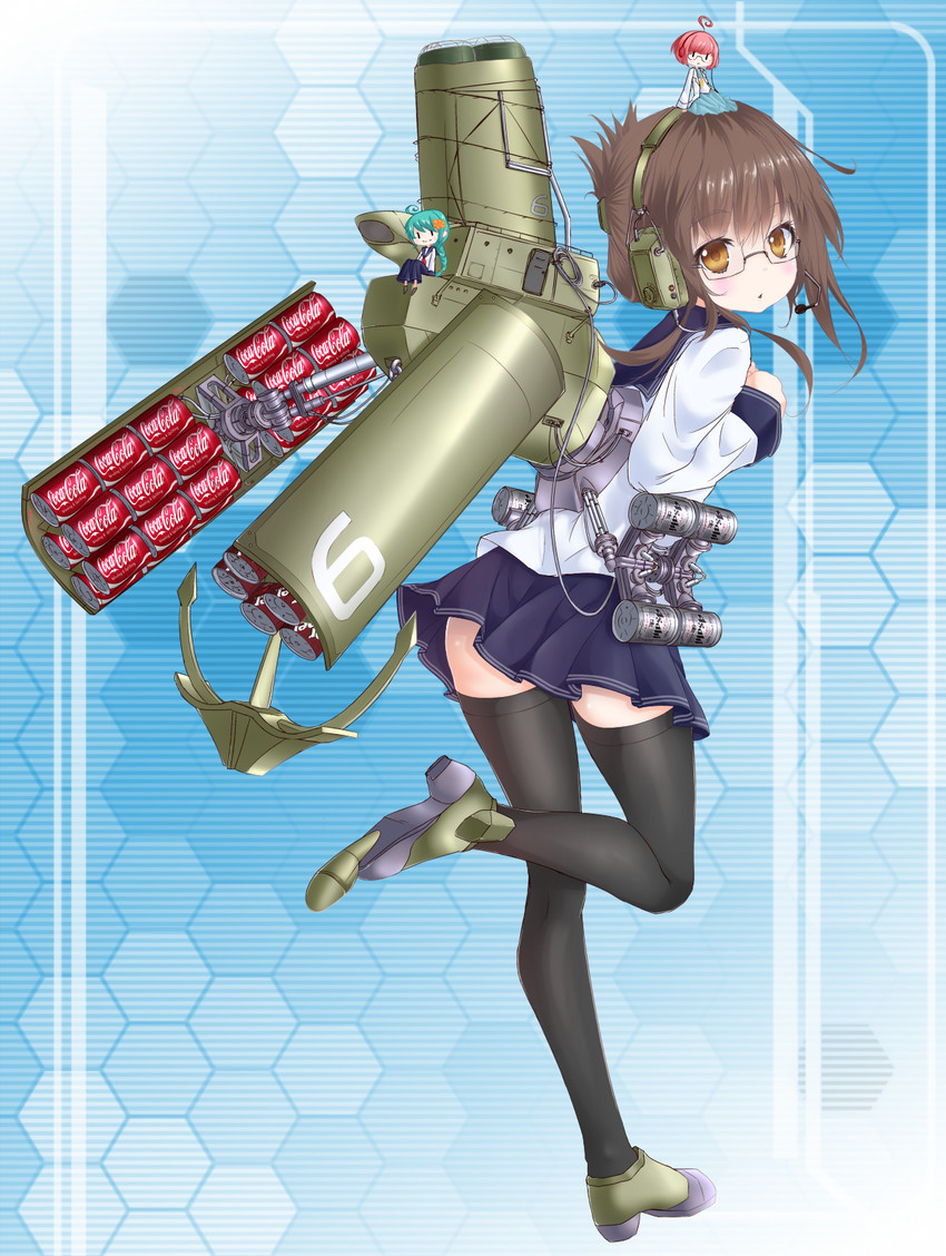 inazuma, fairy, type 3 active sonar, and type 3 depth charge projector (kantai collection and 1 more) drawn by ikameshi_(ika_meshi) and tsuruoka_masayoshi_to_junjou_romantica_2