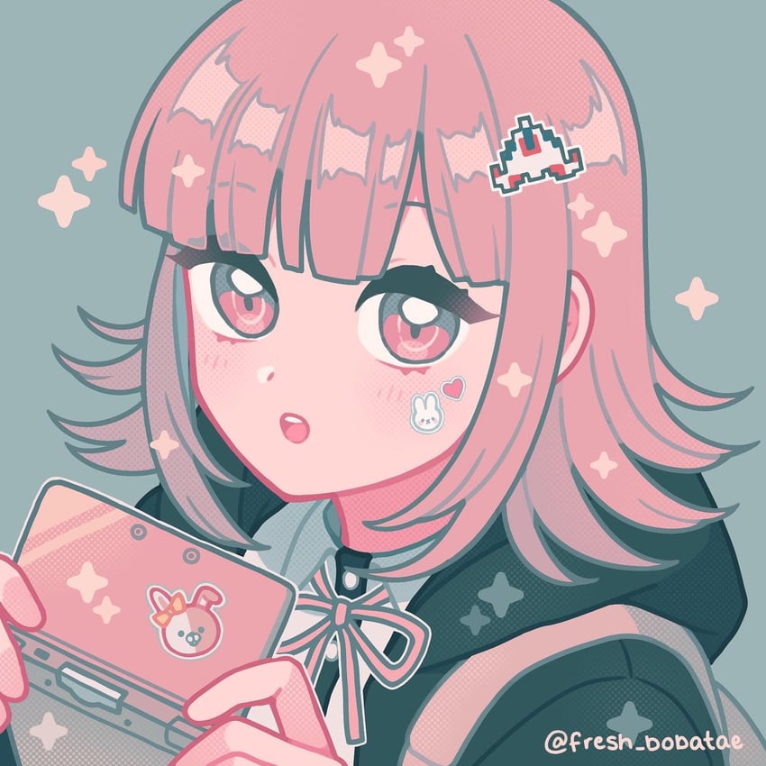 nanami chiaki and monomi (danganronpa and 1 more) drawn by emily_kim