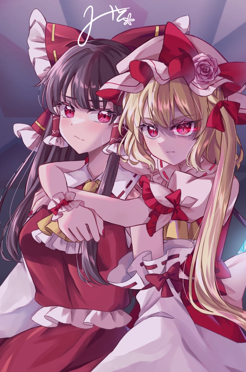 hakurei reimu and flandre scarlet (touhou) drawn by mito_(fate)