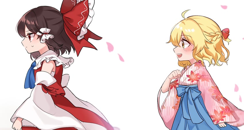 hakurei reimu and kirisame marisa (touhou) drawn by yomogi_9392