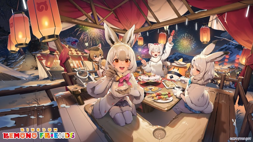 lucky beast, arctic hare, mountain hare, least weasel, and chevrotain (kemono friends and 1 more)