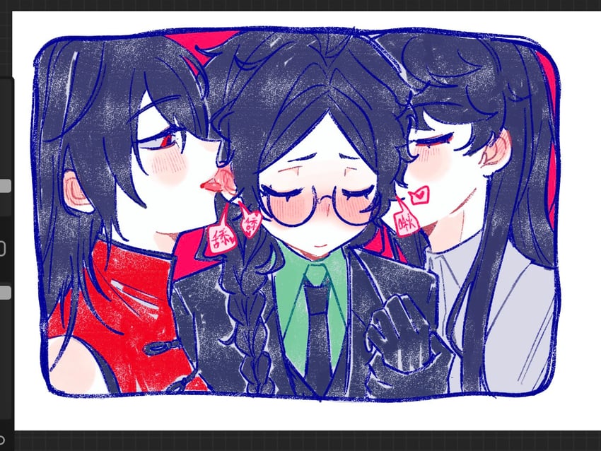 oosaki, aomi, and daiba shizuma (ooe) drawn by qq_tatsumi