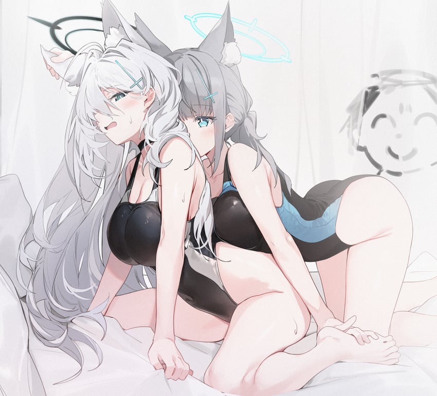 sensei, doodle sensei, shiroko, and shiroko terror (blue archive) drawn by silver_(chenwen)