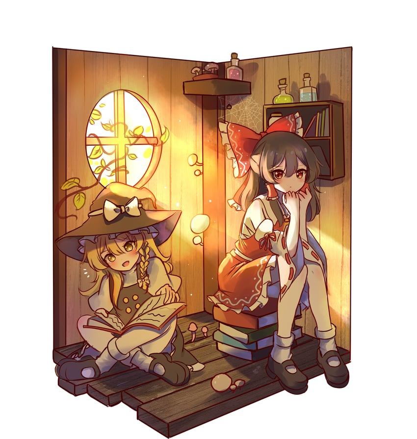 hakurei reimu and kirisame marisa (touhou) drawn by shen_bi_ren_(user_rjgy2824)